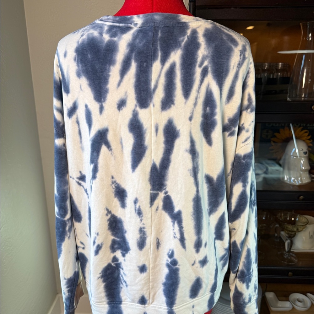 Banana Republic Blue White Tie Dye Long Sleeve Pullover Sweatshirt Size M - Picture 3 of 6
